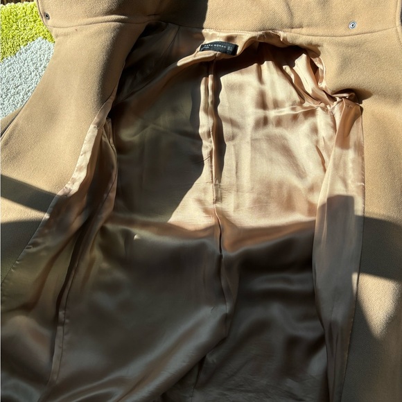 Zara women’s tan camel color cape style zipper wool coat size xs - Picture 4 of 6